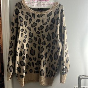 Cheetah printed sweater, size small but oversized